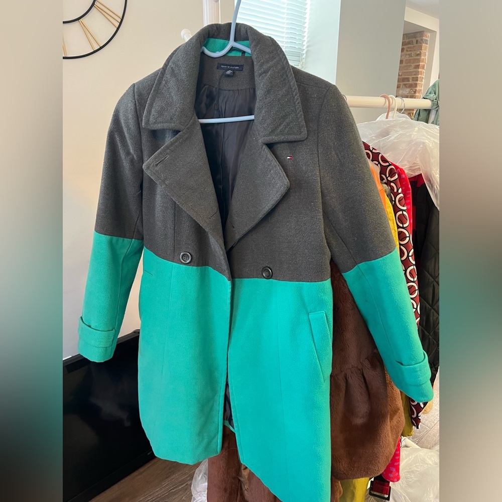 Colorblock pea coat